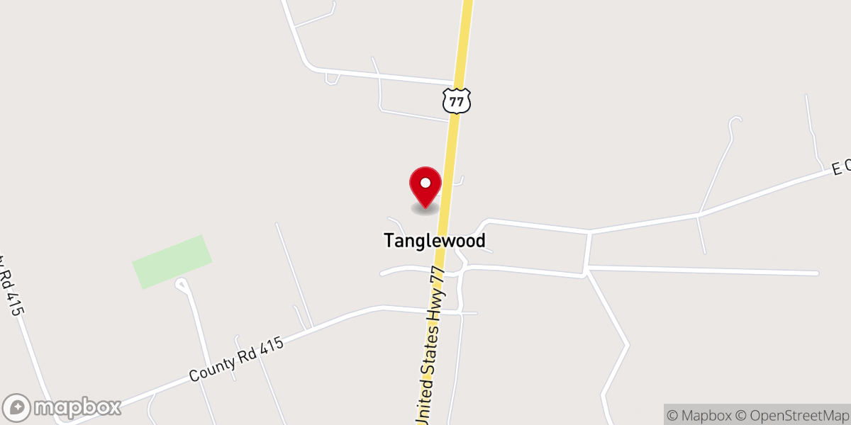 Map showing location of Tanglewood Church
