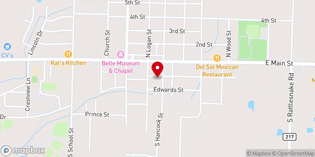 Map showing location of Charleston First Baptist Church