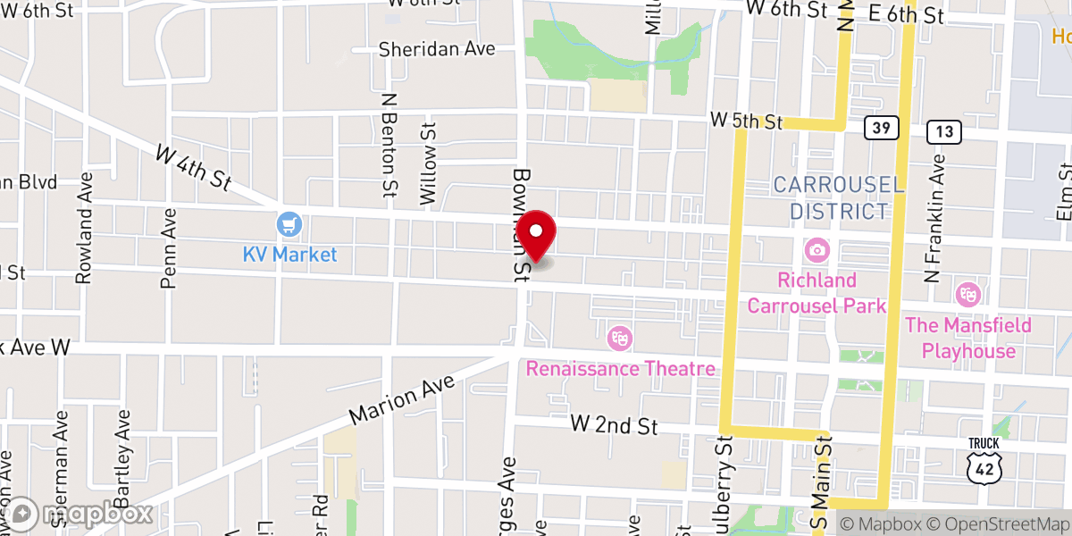Map showing location of First Christian Church