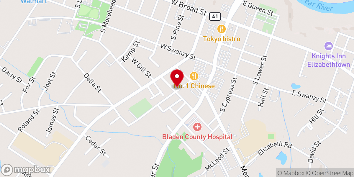 Map showing location of Second Presbyterian Church
