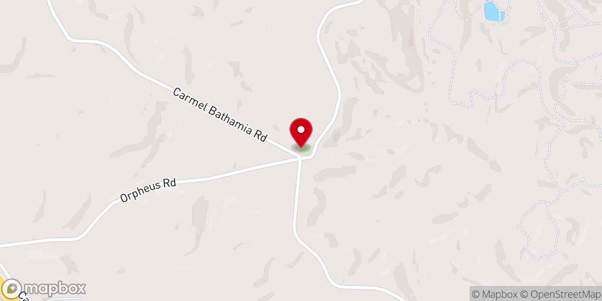 Map showing location of Carmel Church