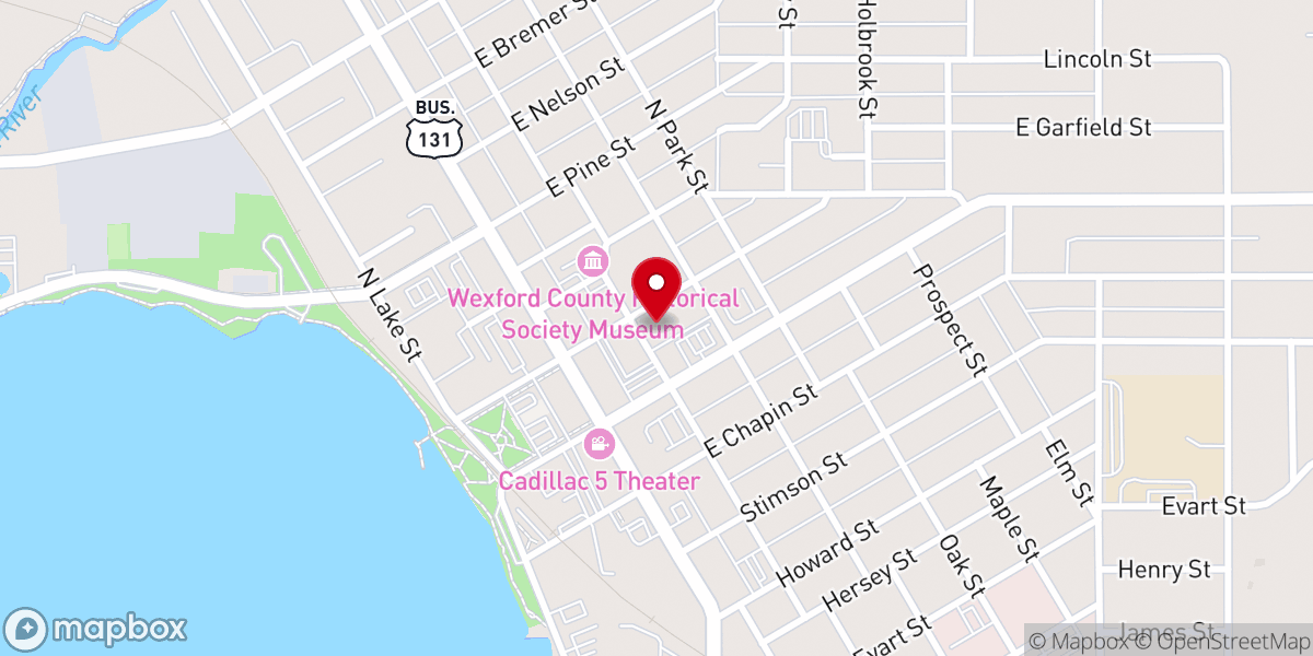 Map showing location of First Congregational Church UCC, Cadillac