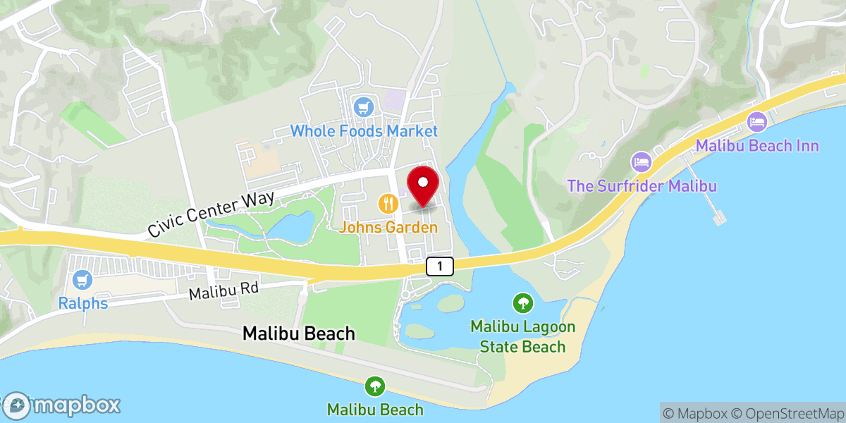 Map showing location of Malibu Village Mall
