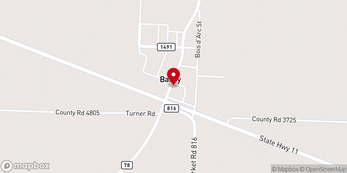Map showing location of Bailey City Hall