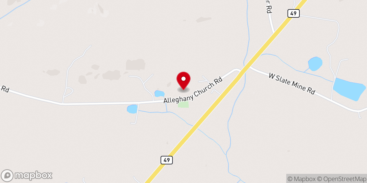 Map showing location of Alleghany Church