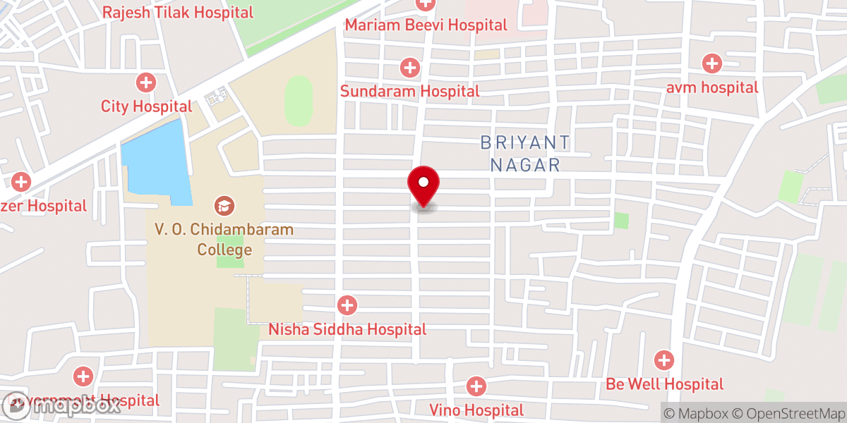 Map showing location of St. Paul's Lutheran Church ( I.E.L.C ), Bryant Nagar, Thoothukudi
