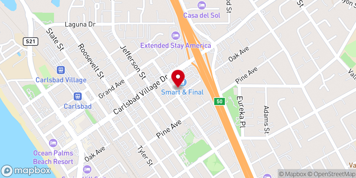 Map showing location of Worship Central San Diego