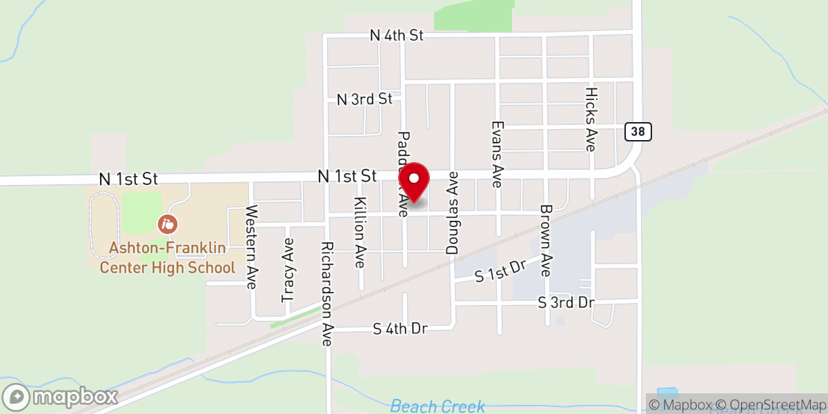 Map showing location of Ashton Bible Church