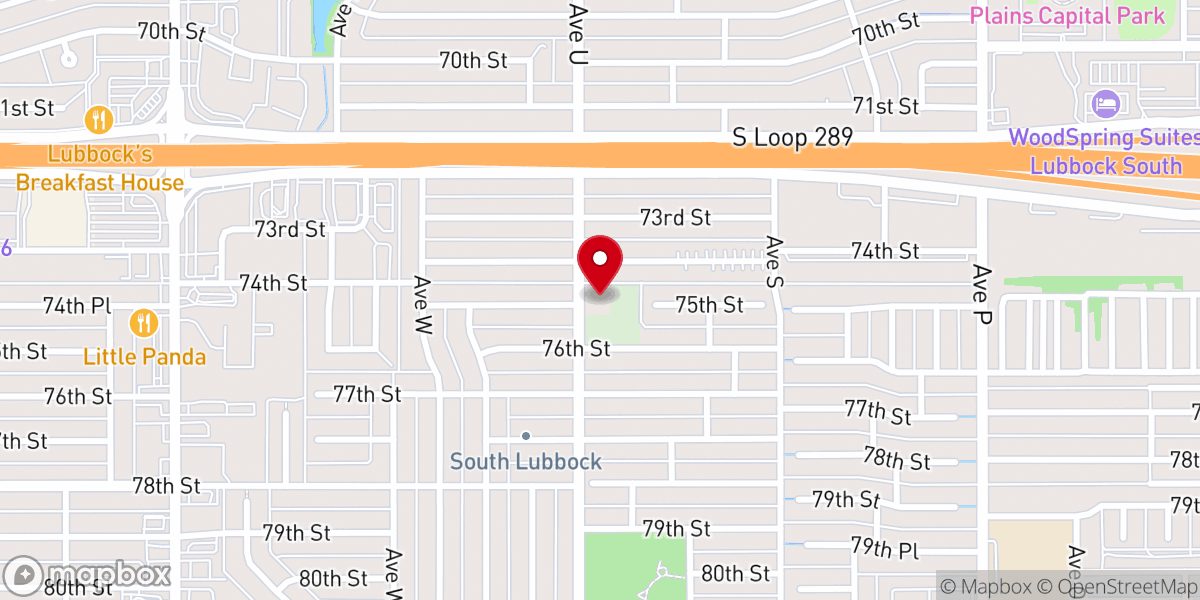 Map showing location of Fellowship Church Lubbock