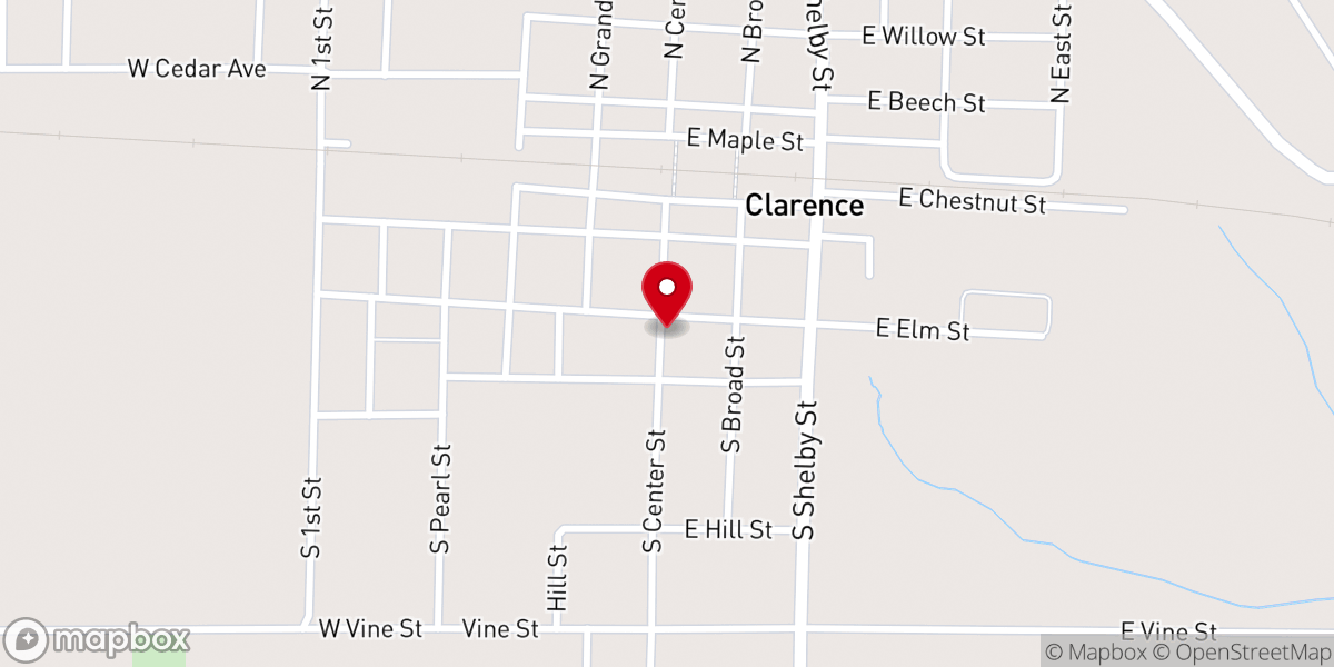Map showing location of Clarence UMC Church