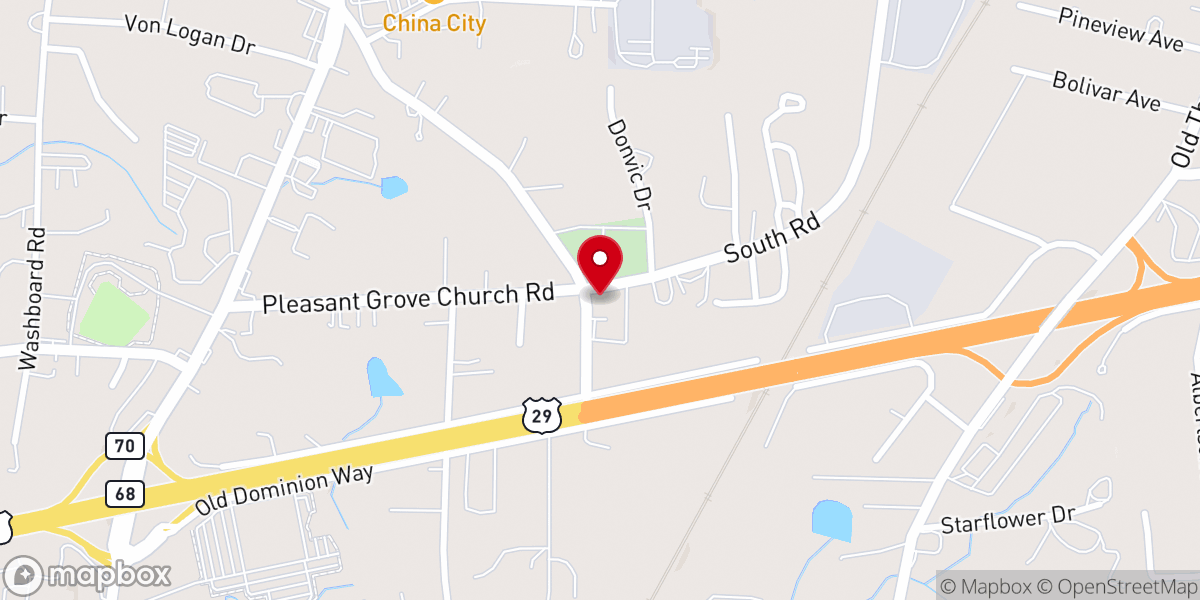 Map showing location of Pleasant Grove MC & Kennedy Christian Life Center