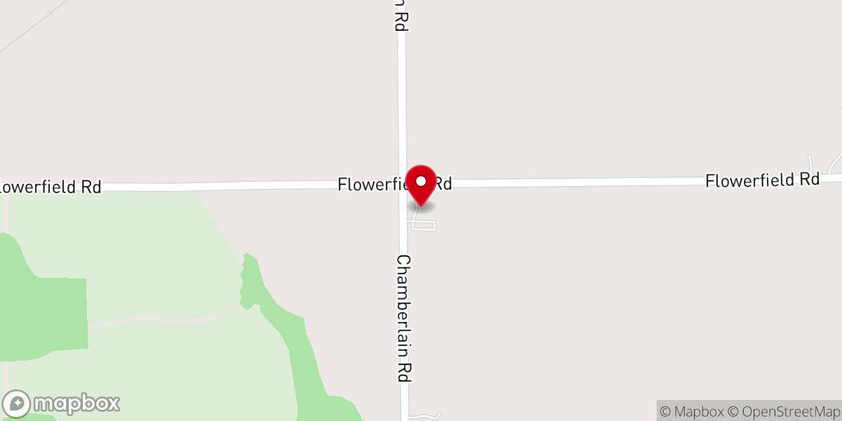 Map showing location of Edwards Corners Bible Church