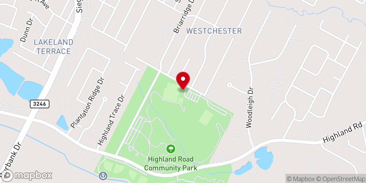 Map showing location of Highland Road Tennis Center