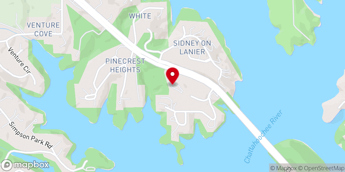 Map showing location of Lanier Christian Church