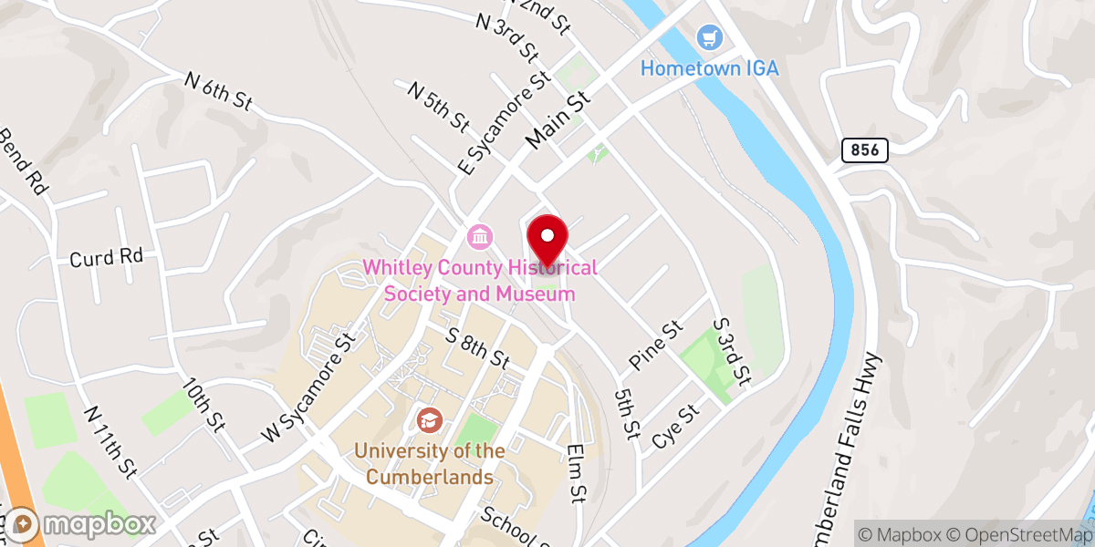 Map showing location of First Baptist Church Williamsburg