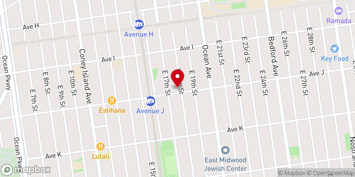 Map showing location of Young Israel of Avenue J