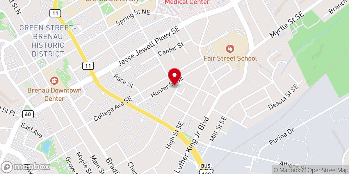 Map showing location of St. Paul United Methodist Church