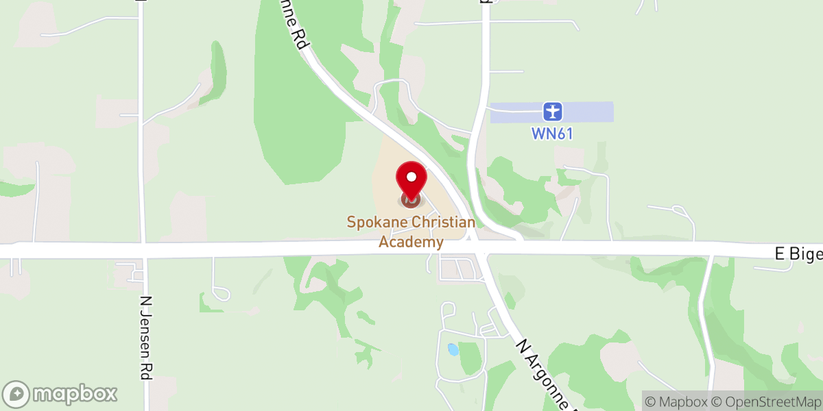 Map showing location of Spokane Christian Center