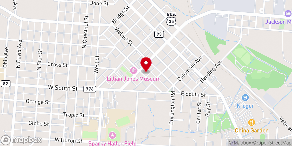Map showing location of Jackson Christian Church