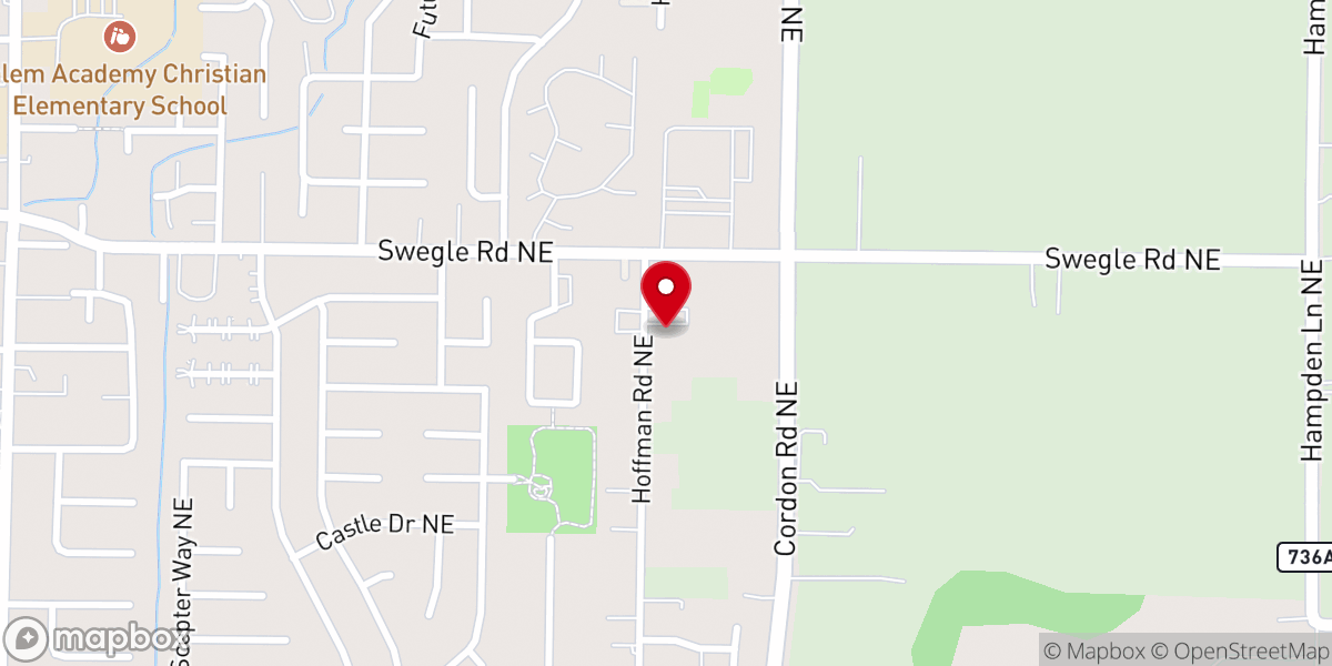 Map showing location of Calvary Chapel Salem