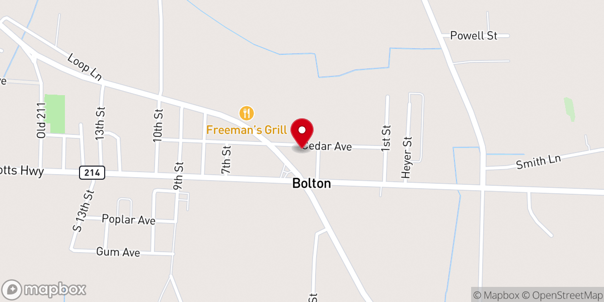 Map showing location of Bolton United Methodist Church