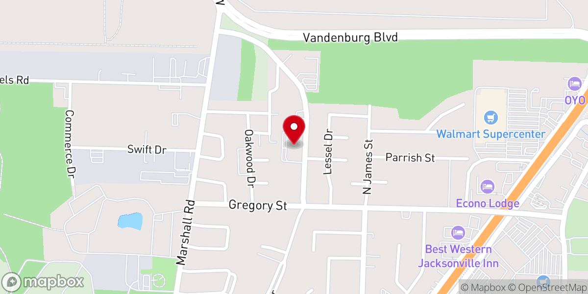 Map showing location of Hope Lutheran Church