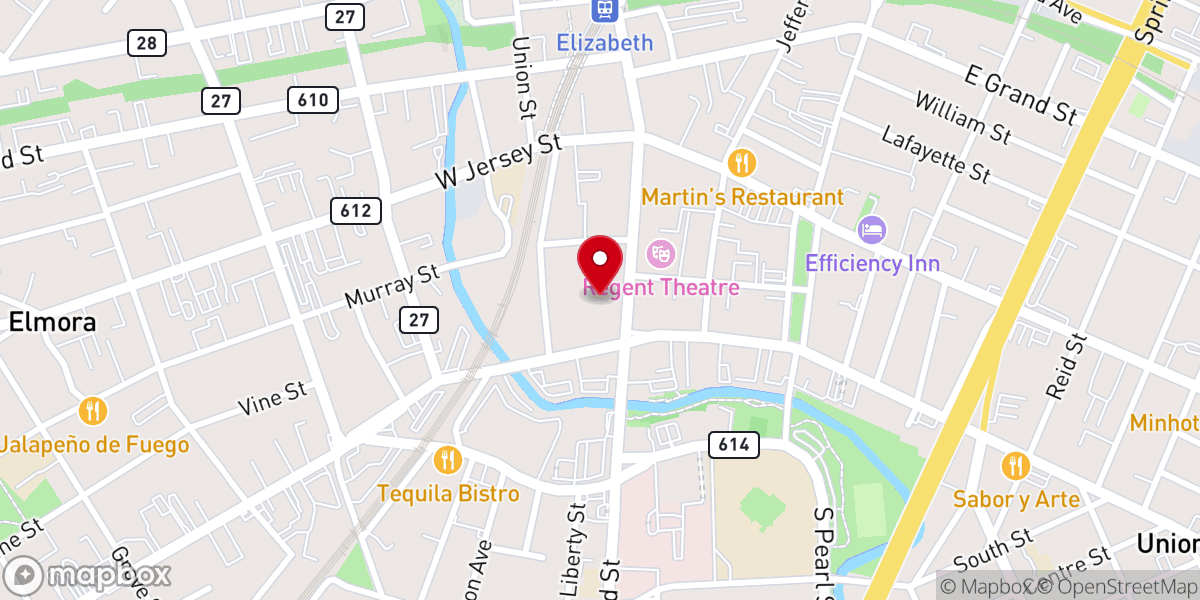 Map showing location of First Presbyterian Church of Elizabeth