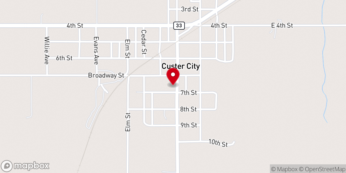 Map showing location of Custer City Office