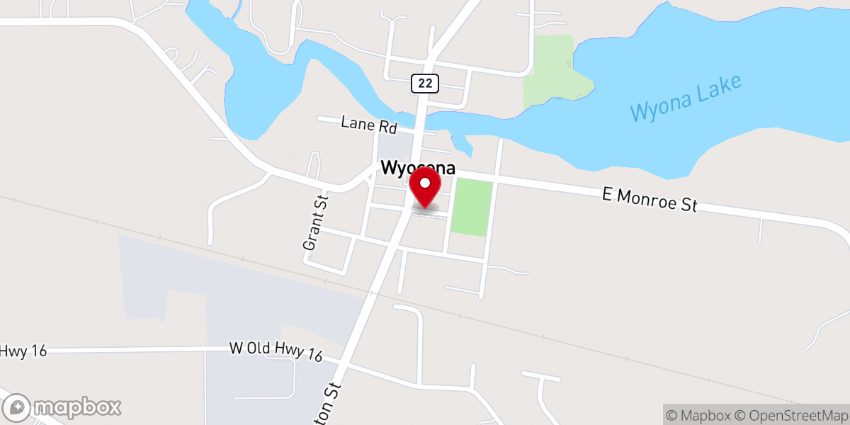 Map showing location of Wyocena Community Church