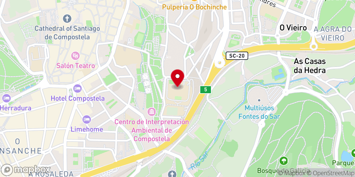 Map showing location of Albergue Seminario Menor