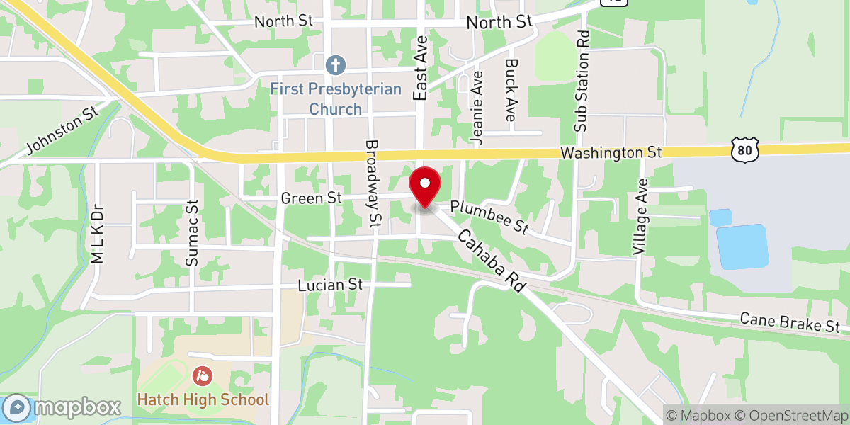 Map showing location of Uniontown Baptist Church