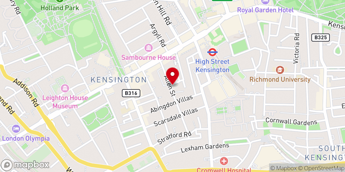 Map showing location of Kensington United Reformed Church