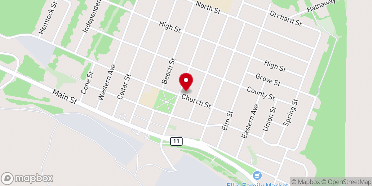 Map showing location of First Congregational Church of East Millinocket