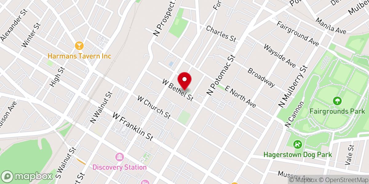 Map showing location of Ebenezer AME Church