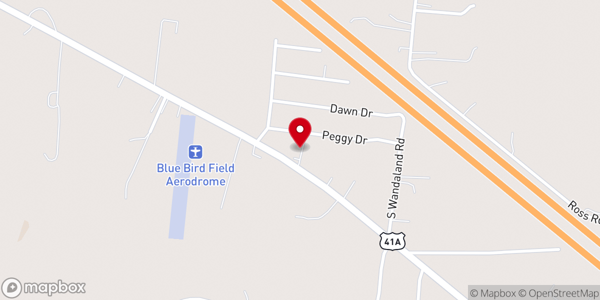 Map showing location of Highland Chapel Baptist Church