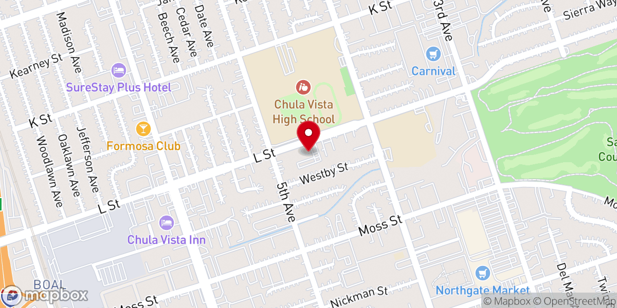 Map showing location of Iglesia De Cristo De Chula Vista