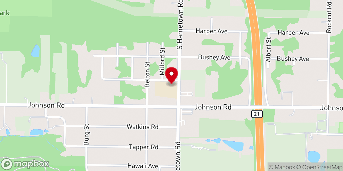 Map showing location of Hametown Baptist Church