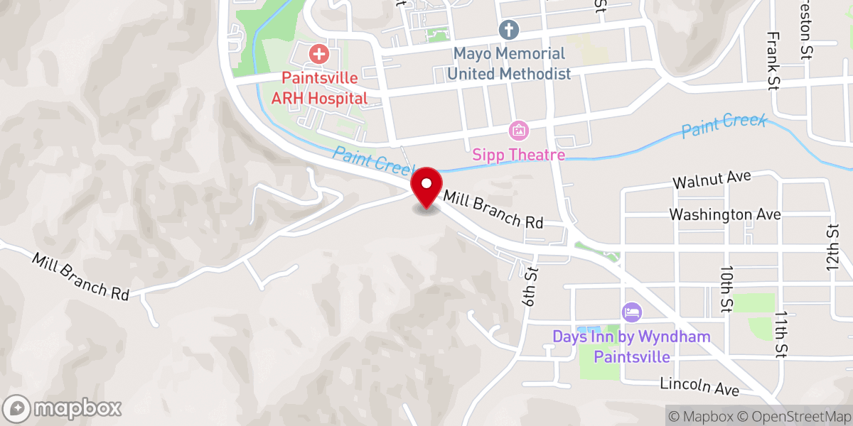 Map showing location of Southside Free Will Baptist