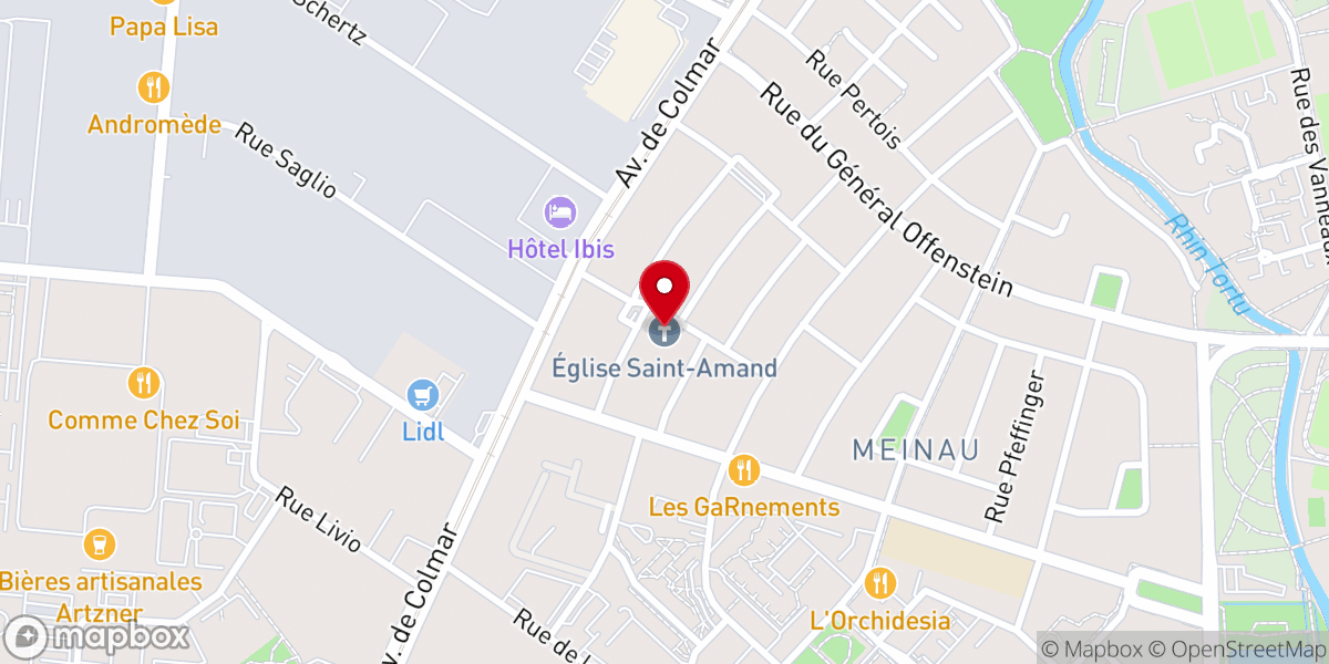 Map showing location of Église Saint-Amand de Strasbourg