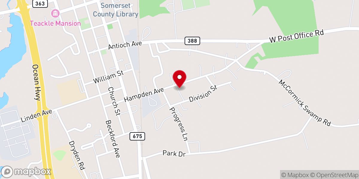 Map showing location of Mount Carmel Baptist Church