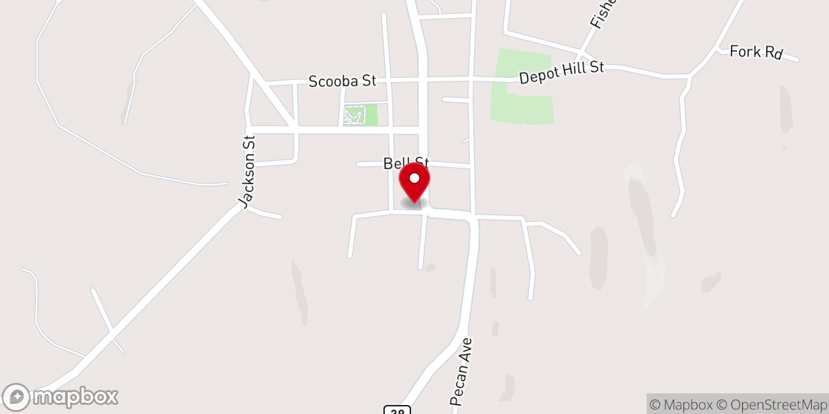 Map showing location of De Kalb Presbyterian Church