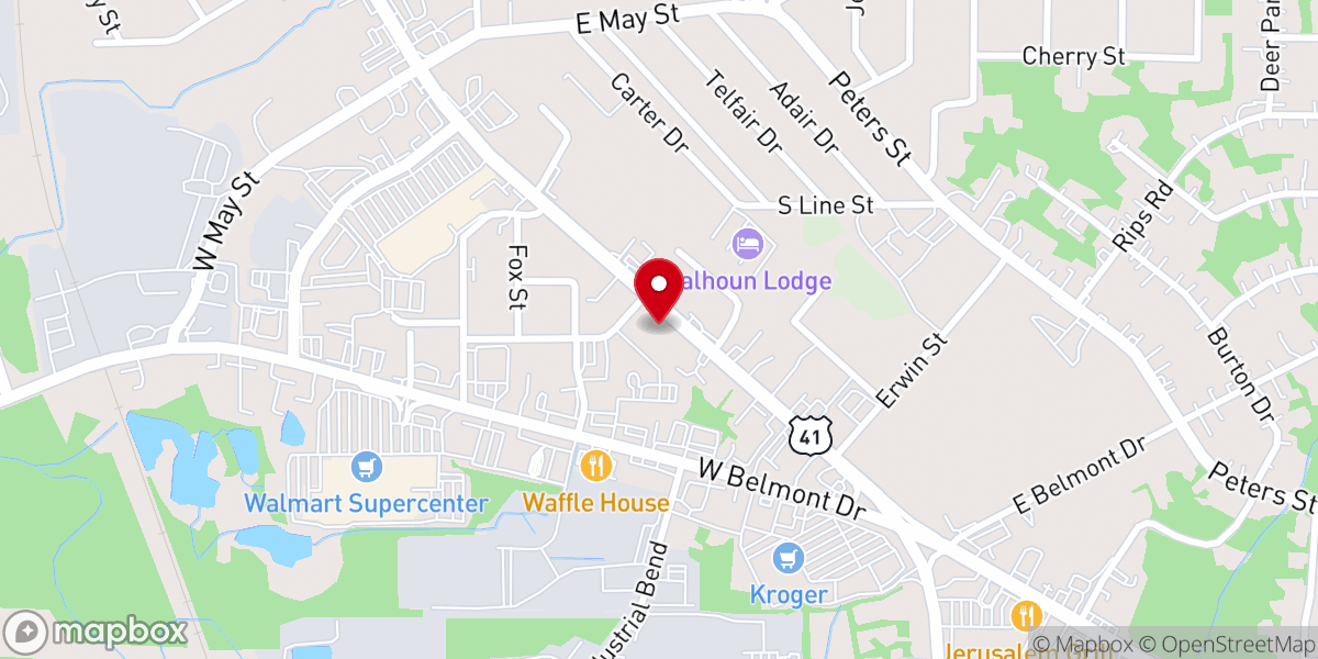 Map showing location of Belmont Church