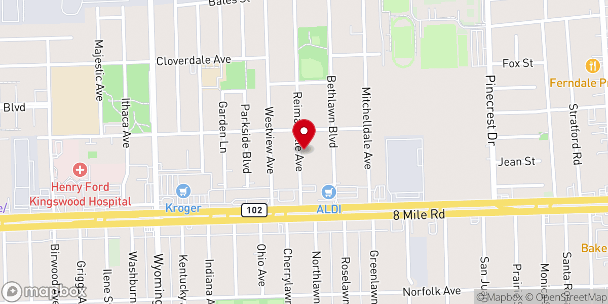 Map showing location of Ethiopian Orthodox Church in MI