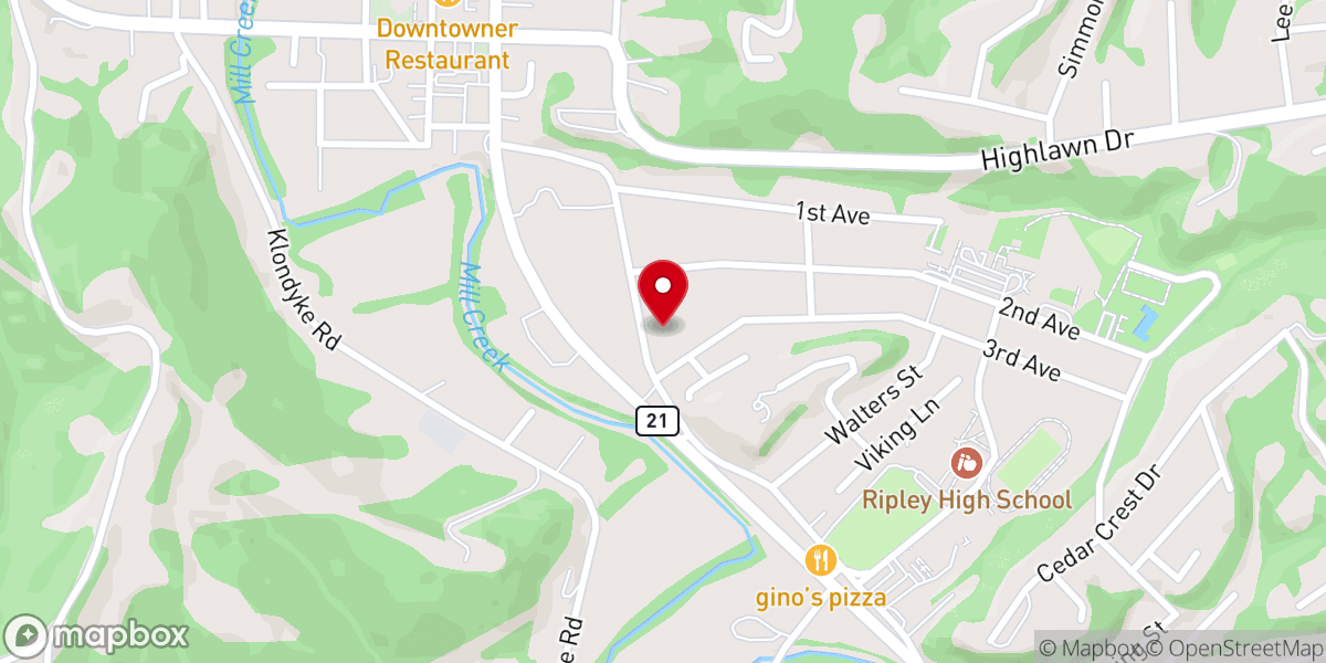 Map showing location of Ripley Baptist Temple