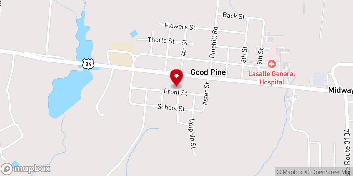 Map showing location of First Baptist Church of Goodpine