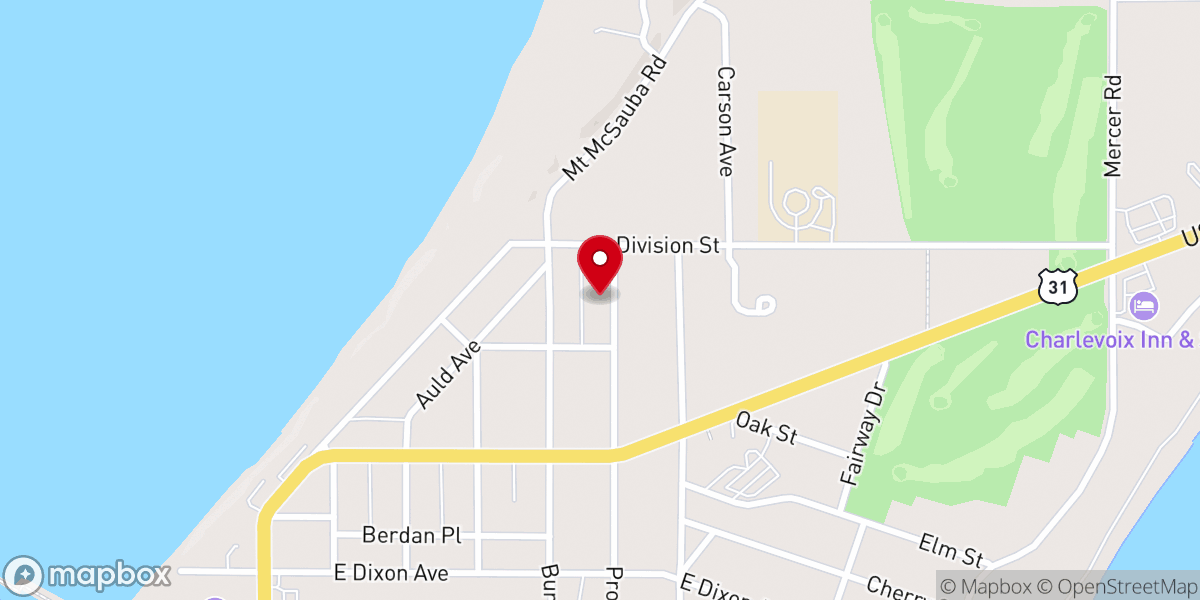 Map showing location of Charlevoix Wedding Pastor