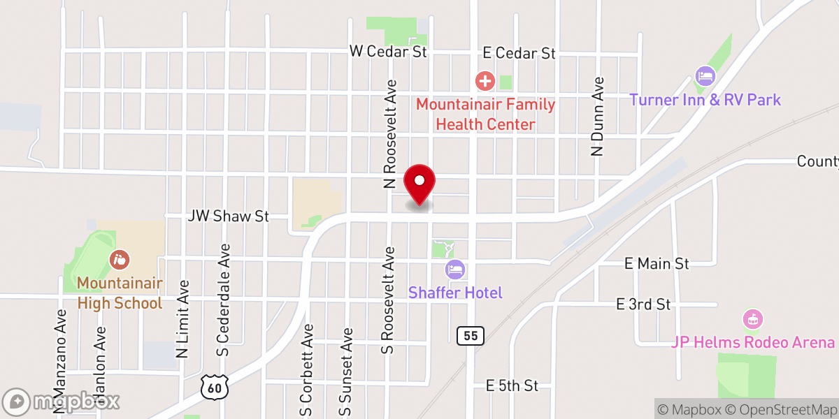 Map showing location of Mountainair Christian Center