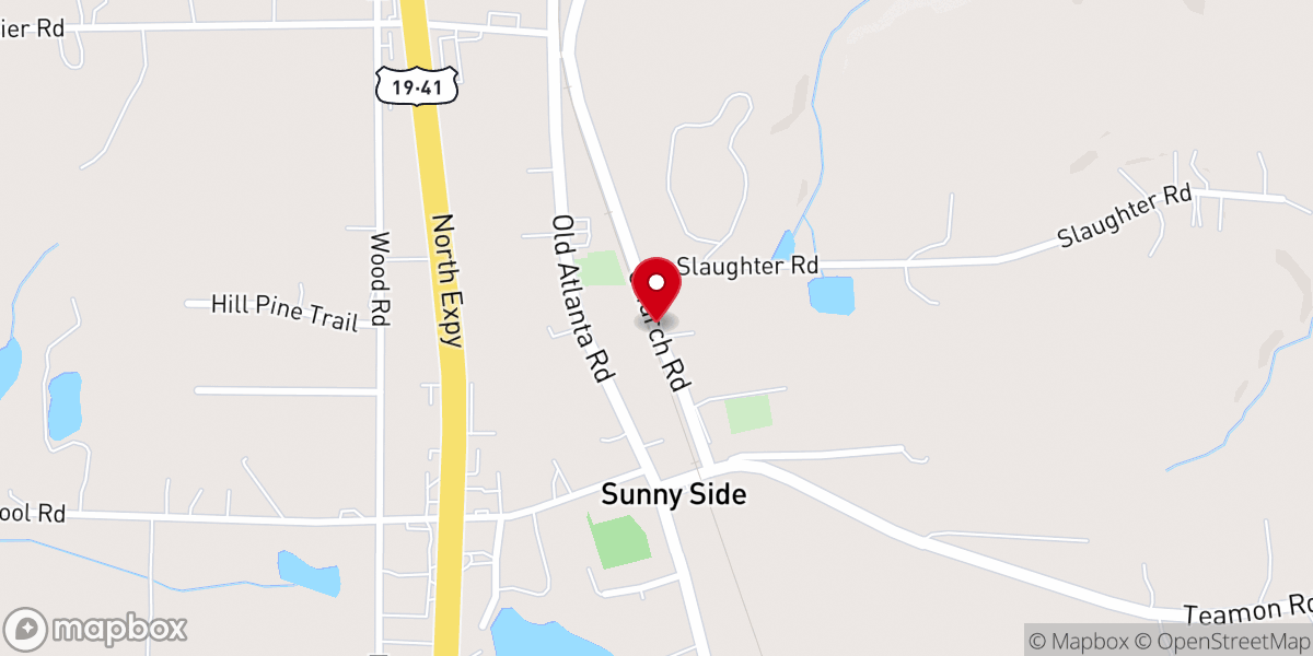Map showing location of First Baptist Church Sunny Side