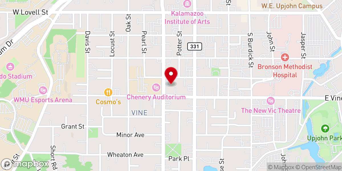 Map showing location of Kalamazoo Baptist United Open Church