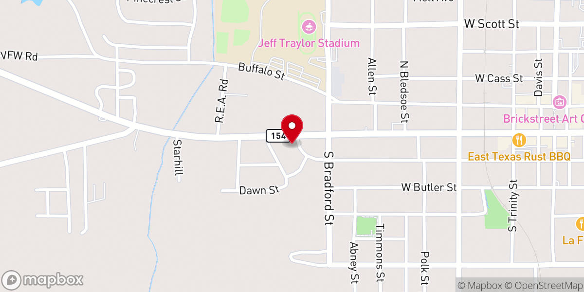 Map showing location of Gilmer Missionary Baptist Church